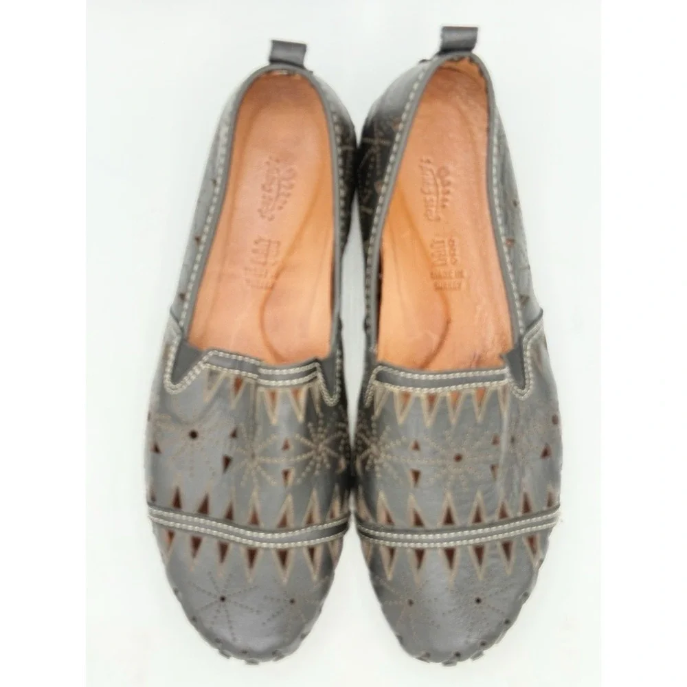 SPRING STEP Fusaro Leather Loafers‎ Flats Womens Size 8.5-9 Black Cutout NWOB